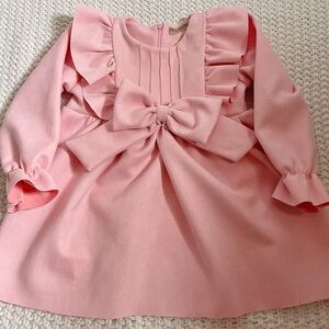 Pink velvet dress for girl -perfect for Easter